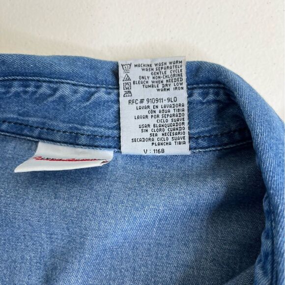 Bobbie Brooks Christmas Holiday Embroidered Denim Button Front Shirt Women Large - Picture 8 of 12